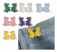6 Set Omedelbar Byxmidja Åtdragare - Söta Dinosaurie Knappnålar för Jeans, Avtagbara Jeansknappar för Lösa Jeans, Ingen Sömnad och Inga Verktyg Knappnålar för J