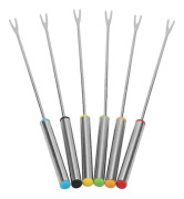 6 st Fonduegafflar, Varmrättsgaffel i rostfritt stål, Värmebeständigt handtag, Grillgafflar, Rostningspinnar för Ostfondue Rostkött, 24 cm