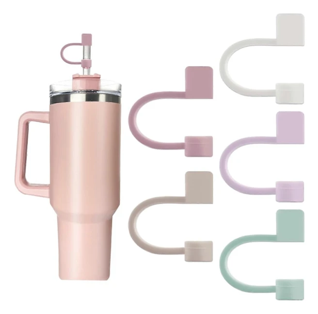 5-pack Silicone Straw Lids - Dustproof Straw Covers for 40 oz Tumblers and Water Bottles