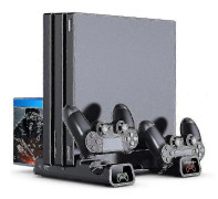 För Ps4/ps4 Slim/ps4 Pro Vertikalt Ställ Led Kylfläkt Dubbel Kontroll
