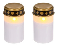 Gravlykta LED / Ljus - Ljus för gravar 1200 timmar - Välj kvantitet! Vit 2-pack
