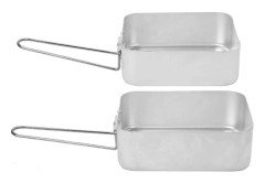 Set med 2 stapelbara matlådor i aluminium för camping och matlagning