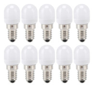 10-pack E14 LED-lampa 1,5W 220V Varmvitt ljus rostfritt stål för ljuskrona tak vägg bordslampor