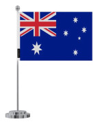 Skrivflagga - Australien - 14 x 21 cm - Polyester - Tryck på fram- och baksidan - Rostfritt stål Flerfärgad