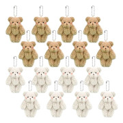 16-pack Mini Teddybjörnar Små Nallebjörnar Pälsdjur Små Plyschbjörnar Leksaker för Nyckelring Baby Shower Bröllop DIY Hantverk Party Present