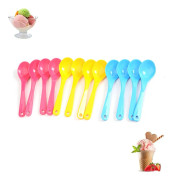 Plastskedar, dessertskedar, plastäggskedar, 3 färger, 24-pack, för födelsedagar och vardagsbruk
