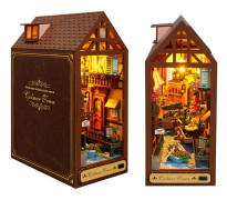 DIY Bokhörna Modellbyggsats, Bokstödsinlägg, DIY Trädockhus, Miniatyr Dockhus Kit med Möbler