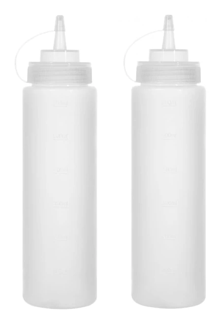 Klämbara såsflaskor i plast - Läcksäkra och återanvändbara såsflaskor med lock - Perfekt (300 ml)