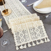 Bordslöpare i spets för matbord, tyg, vintage bordslöpare, tebordsflagga, tyger, duk, sänglöpare, York spetsbordslöpare 24*300cm York lace table runner 24*300cm