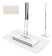 Pro 360° Mikrofibermopp | Ergonomiskt Rostfritt Stålhandtag | Platt Mikrofibermopp för Trä/Kakel/Vinylgolv |