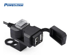 Powstation Vattentät Motorcykelladdare Anslutning 12V-24V Dubbel USB-Port Motorcykelladdare Snabbladdning Strömförsörjningsuttag