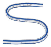 Flexibel kurvmall, 30 cm flexibel linjal, plastmätverktyg för träbearbetning, böjd linjal för ritning av tekniska ritningar (dubbelsidig skala)