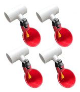 Hönsvattenkoppar, 4-pack Hönsvatten PVC T-kopplingar