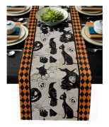 {HH} Bordsflagga Påsk Halloween pumpa fladdermus hem restaurang vardagsrum matbord inomhus utomhus dekoration linne bordsflagga
