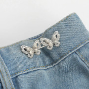 Rhinestone Butterfly Waist Buckle for Jeans (5 Pairs) Silver Silver Silver