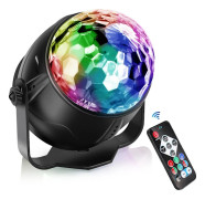 Scenbelysning, Röstaktiverad Discokula RGB Färgglada Partyljus Ljudstyrning Mini Kristallkula Projektor med Fjärrkontroll för Scenfest DJ Di