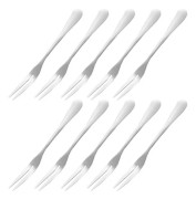 Små gafflar i rostfritt stål för cocktail, aptitretare, dessert, fest - 10-pack, 2-tandad fruktgaffel