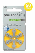 10 X PowerOne P10 hörapparatbatteri (6 batterier) Gratis frakt över hela världen