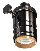 Retro Edison Glödlampshållare Antik Aluminium med Rotationsbrytare för E26/E27 Lampor Svart