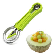 Melon Baller Scoop Set, Professionell 4 i 1 Rostfritt Stål Vattenmelon Skärare Fruktsnideri Fröborttagare Separator