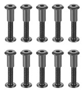 10-pack M6 x 35 mm Fästbultar med Matchande Muttrar Hylsmutter med Sexkantigt Hål Runt Huvud i Svart Kolstål Lämplig för Läderväska eller Bälte,-