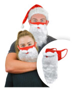 Tomtemask med skägg, Unisex Jultomtehatt med Plysch Röd Sammet och Fluffig Fuskpäls, Mjuk Plysch Tomteskägg Ansiktsaccessoar med Komfortfoder