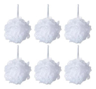 Bad Dusch Svamp Puffar Loofahs Vit Mesh Puff Duschpuff 6-pack