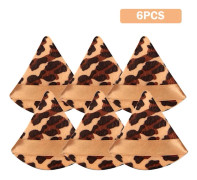 Triangel Leopard Sminkborttagningspads Återanvändbara Tvättbara Torkdukar för Sminkborttagning Mikrofiber Puff Ansiktsvård Rengöring Handduk Svamp