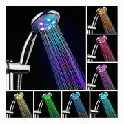 LED Duschhuvud Högt Turbotryck 7 Färger Ljus Temperatursensor Bad Sprinkler
