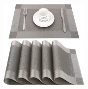 Vävd Vinyl Värmebeständigt Matsalsbordsskydd, Halkfria Fläckbeständiga PVC Bordsunderlägg, Elegant Design för Inomhus- och Utomhusbruk, Set om 6, 11,8 X