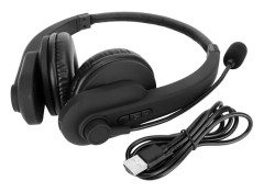 Trådlöst Headset Bluetooth 5.2 Brusreducering Bekvämt Telefonheadset med Roterbar Mikrofon för Kontor Svart