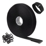 5m Adjustable Cable Ties with 25 Buckles, Free Length, Black