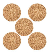 Stilfulla cirkelformade flätade bordstabletter, värmebeständiga utomhusbordstabletter, set med mångsidig handvävd naturlig hyacint för matbordsdekor