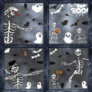 Festliga Halloween Fönsterdekorationer, Återanvändbara Skelett Fönsterdekorationer För Inomhusmiljöer, Dekorationer Med Slät Yta Med Halloween-tema