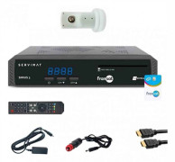 Pack SERVIMAT Satellit HD TV-mottagare + Fransat-kort + HDMI-kabel + 12V-kabel + IR-förlängning + LNB S