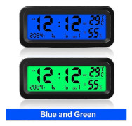 Solarbil Digital Klocka Datum Vecka Temperatur Luftfuktighet LCD-Display för Instrumentbräda Bilklocka Bilar Intern Termometer Hygrometer Självhäftande