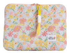 Söt blommig laptopväska för flickor, preppy laptopfodral, japansk estetik, vadderat skyddande surfplattefodral (rosa, 13 tum) gul