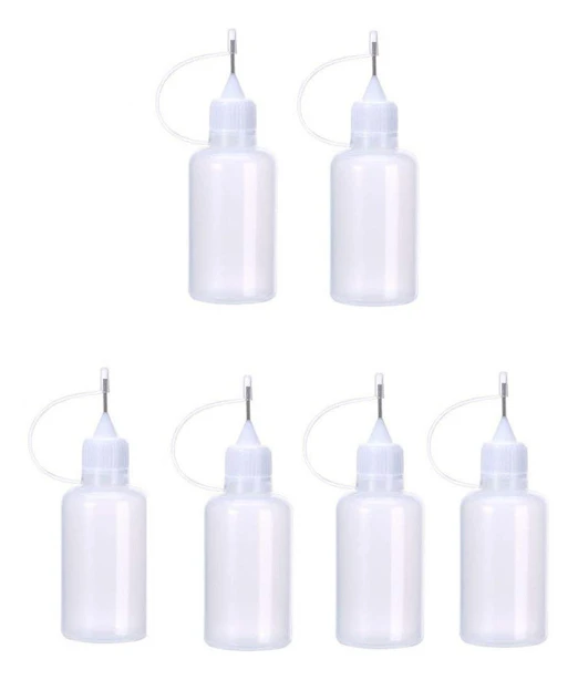 Applikatorflaska med fin spets för pyssel, mjuk flexibel plast 30 ml precisionsdispenser med rostfri metallnålsspets, lätt att klämma ut flytande lim