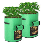 Potatisodlingspåsar, 2-pack 10 gallon potatisodlingspåsar, potatisplanterare, potatisplanteringspåse med lock och handtag för potatis, tomat, morot