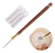 1/3 Set Broderi Tambur Krok med 3 Nålar Fjäder Broderi Hantverk Korsstygn Set Fransk Virkning för DIY Sömnad Stickning