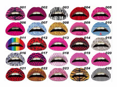 Nya 3D Konst Läppstickers Glitter Rosa Sexigt Mönster Smink Tatuering Läppstickers Sminkverktyg Grossist 3st