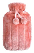 Ny tvåsidig handvärmare med varmt vatteninjektionspåse, stor söt björn handvärmare plysch gummivärmepåse, rosa