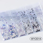 6 Fack/Påse Nagel Chunky Glitter Flakes Färgglada Nagelkonst Stickers Dekorativa Paljetter för Nagelkonst Blandade Skivor Kosmetiska Holografiska Glitter Tips