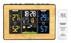 Väderstation med utomhus- och inomhussensor, digital väckarklocka, barometer, temperatur