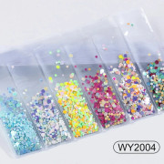6 Fack/Påse Nagel Chunky Glitter Flakes Färgglada Nagelkonst Stickers Dekorativa Paljetter för Nagelkonst Blandade Skivor Kosmetiska Holografiska Glitter Tips