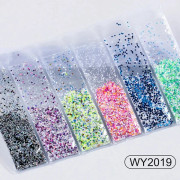 6 Fack/Påse Nagel Chunky Glitter Flakes Färgglada Nagelkonst Stickers Dekorativa Paljetter för Nagelkonst Blandade Skivor Kosmetiska Holografiska Glitter Tips