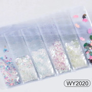 6 Fack/Påse Nagel Chunky Glitter Flakes Färgglada Nagelkonst Stickers Dekorativa Paljetter för Nagelkonst Blandade Skivor Kosmetiska Holografiska Glitter Tips
