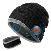 Bluetooth mössa med halsduk bluetooth uppladdningsbar stickad mössa