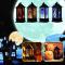 Halloween-tema LED-ljusljus Retro fyrhörnig lykta hängande prydnad för hemträdgårdsdekoration