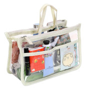 Transparent PVC Insats Handväska Organizer Rese Smink Toalettväska Tvättväska Kosmetisk Ficka Plånbok Organizer Insats med Dragkedja och Handtag